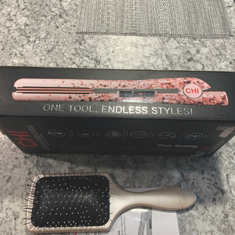 CHI Ceramic Straightening Hairstyling Iron 1" Special Edition Bubbly Rose Gold